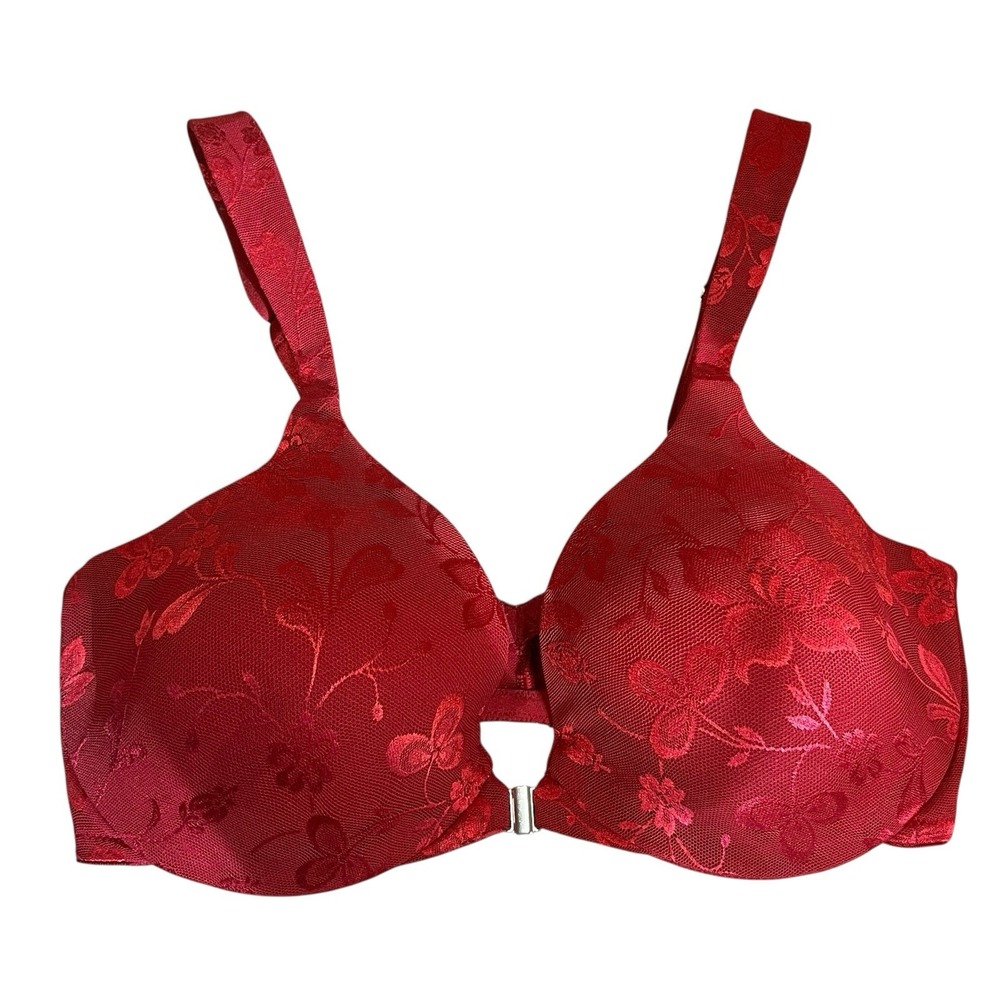 Soma Erica Jacquard Bra Red Floral Push Up Underwired Bra Women's Size 34D